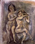 Jules Pascin, Gril with sheila are hackle golden hair